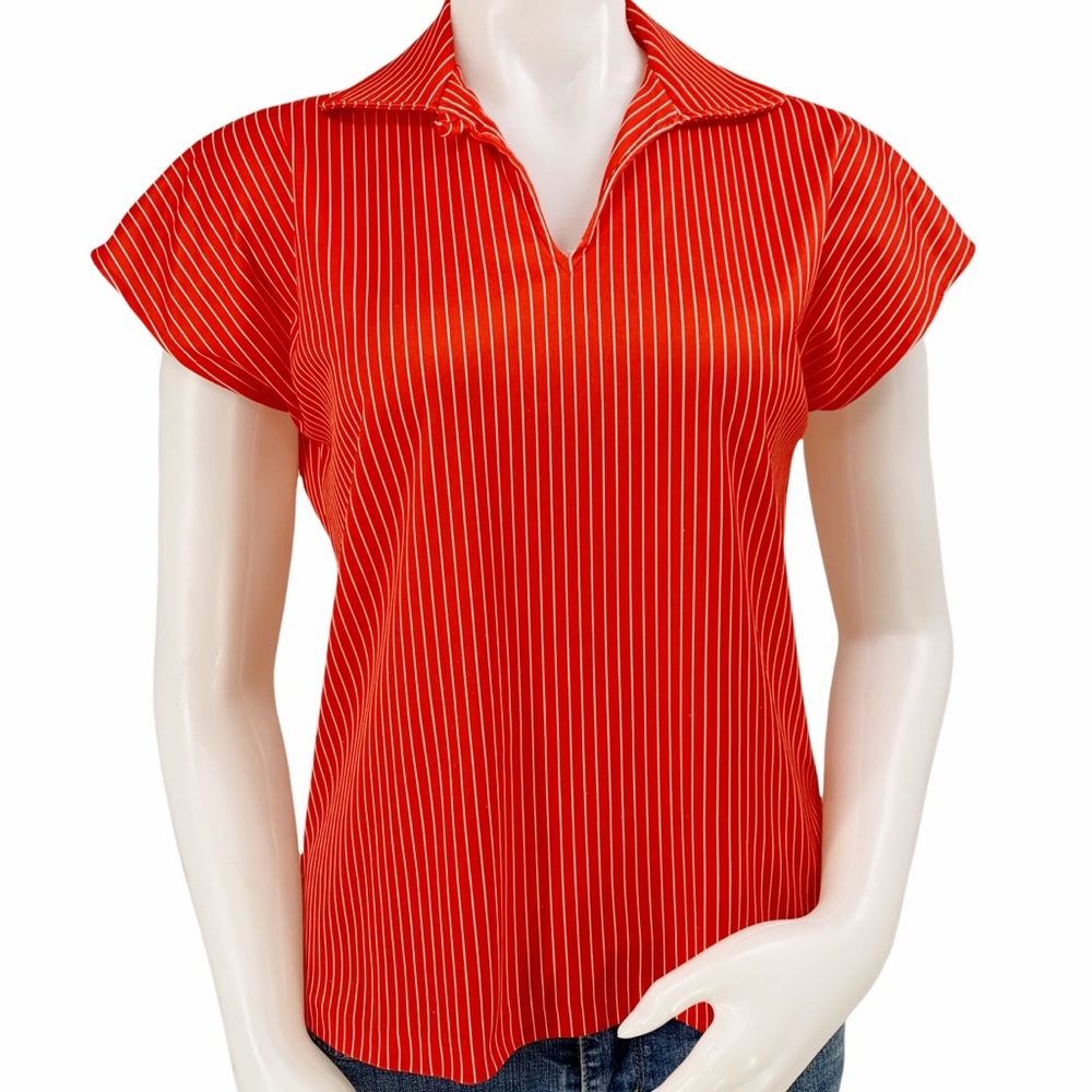 Vintage Orange & White Stripe Pullover Shirt by CopyCats